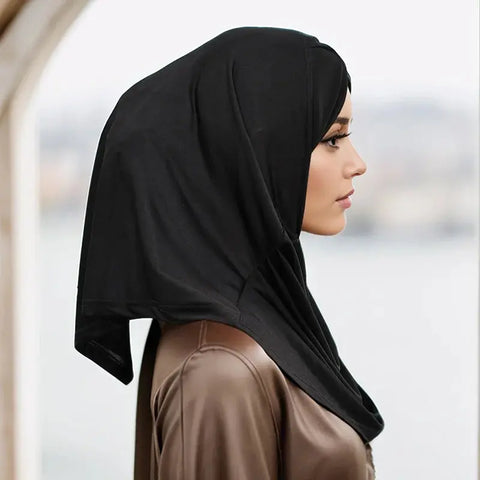 Crossed Forehead Muslim Instant Hijab Women Cotton Hijab Solid Color Crinkle Turban Soft Cotton Hemp Hijab Underscarf Cover Chin Ewkiki