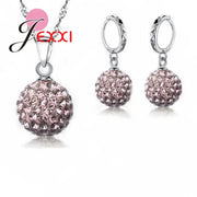 Jewelry High Quality Factory Price Fashion Wholesale Austrial Crystal Colorful 925 Sterling Silver Color Necklace&Earring Sets Ewkiki