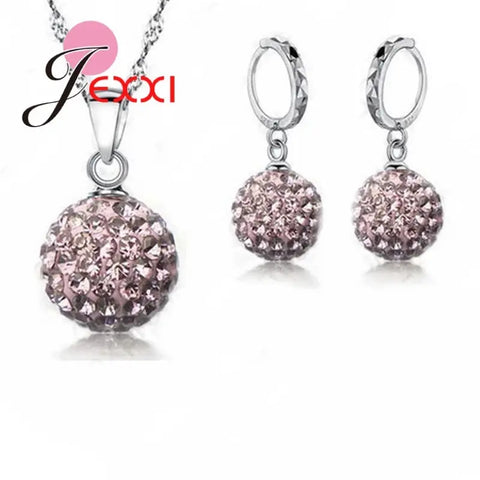 Jewelry High Quality Factory Price Fashion Wholesale Austrial Crystal Colorful 925 Sterling Silver Color Necklace&Earring Sets Ewkiki