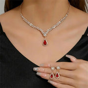 2pcs/set Jewelry Sets Women Elegant Waterdrop Rhinestone Pendant Necklace stud Earrings Wedding Dress Bridal Jewelry Set Ewkiki