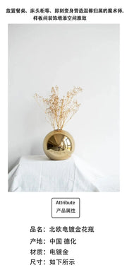 Plating Golden Ball Ceramic Vase Ornaments Crafts Art Hydroponic VasesFlower Pot  Home Decoration Ornament Gift Home Decoration - Ewkiki