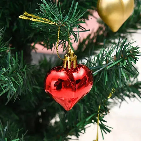 12PCS Love Christmas Tree Pendant Christmas Peach Heart Electroplated Ball Party Wedding Home Decoration Pendant Home Decoration - Ewkiki