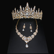 Luxury Bridal Jewelry Sets Women/Girl Gold Color Tiara/Crown Earrings Choker Necklace Bride Jewelry Set Ewkiki
