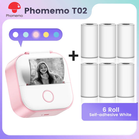Phomemo T02 Pocket Printer Mini Portable Label Maker Self-adhesive Sticker mini impresora portatil impresora etiqueta adhesivas Ewkiki