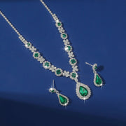 2pcs/set Jewelry Sets Women Elegant Waterdrop Rhinestone Pendant Necklace stud Earrings Wedding Dress Bridal Jewelry Set Ewkiki