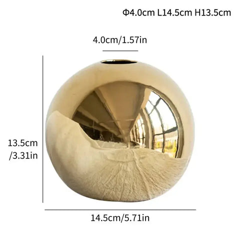 Plating Golden Ball Ceramic Vase Ornaments Crafts Art Hydroponic VasesFlower Pot  Home Decoration Ornament Gift Home Decoration - Ewkiki
