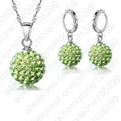 Jewelry High Quality Factory Price Fashion Wholesale Austrial Crystal Colorful 925 Sterling Silver Color Necklace&Earring Sets Ewkiki