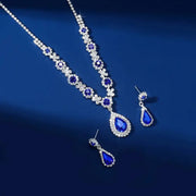 2pcs/set Jewelry Sets Women Elegant Waterdrop Rhinestone Pendant Necklace stud Earrings Wedding Dress Bridal Jewelry Set Ewkiki