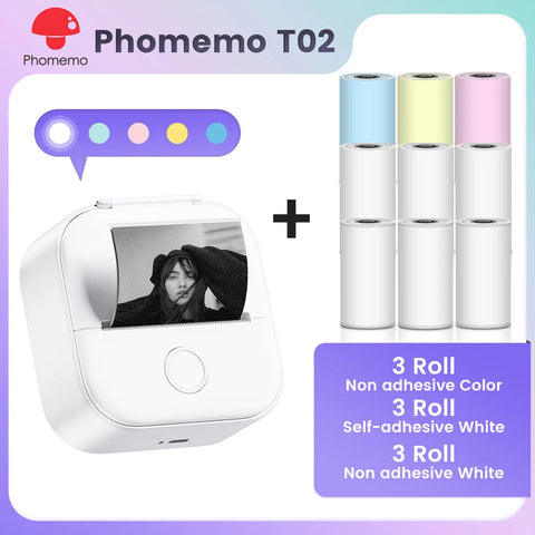 Phomemo T02 Pocket Printer Mini Portable Label Maker Self-adhesive Sticker mini impresora portatil impresora etiqueta adhesivas Ewkiki