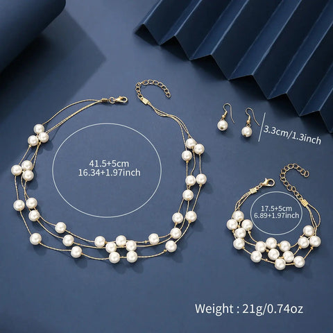 Women's Elegant Jewelry Set Multi-layered Imitation Pearl Necklaces Bracelets Earrings Simple Daily Wear Dating Party Weddings Ewkiki