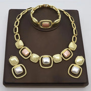 Dubai Gold Plated Jewelry Set Women's High Grade Choka Necklace Bracelet Earrings Wedding Party Jewellery Ewkiki