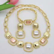Dubai Gold Plated Jewelry Set Women's High Grade Choka Necklace Bracelet Earrings Wedding Party Jewellery Ewkiki