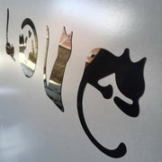 3D LOVE Cat Mirror Wall Sticker Acrylic Paste Home Decoration Cats Wallpaper Bathroom Bedroom Living Door Modern Home Decoration Ewkiki