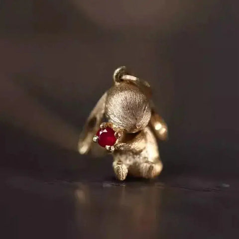 Cute and Exquisite Rabbit Jewelry Sets New in Fun Matte Ancient Gold Craft Earrings for Women Ring Necklace Gifts to Girlfriend Ewkiki