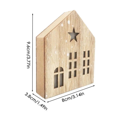 Christmas Wooden House Decor Christmas Led Light Wooden House Decorations Tabletop Hangable Ornaments Christmas Party Supplies Ewkiki