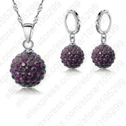 Jewelry High Quality Factory Price Fashion Wholesale Austrial Crystal Colorful 925 Sterling Silver Color Necklace&Earring Sets Ewkiki
