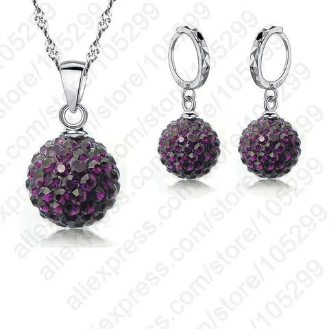 Jewelry High Quality Factory Price Fashion Wholesale Austrial Crystal Colorful 925 Sterling Silver Color Necklace&Earring Sets Ewkiki