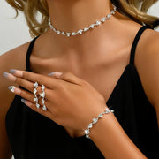 New Fashion Wedding Jewelry Sets Crystal Decoration Choker Necklace Earrings Bracelet Sets Shining Bridal Jewelry Set Ewkiki