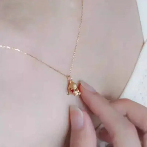 Cute and Exquisite Rabbit Jewelry Sets New in Fun Matte Ancient Gold Craft Earrings for Women Ring Necklace Gifts to Girlfriend Ewkiki