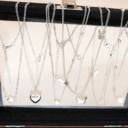 51 Pcs/Set Silver Color Chic Jewelry Set For Women Fashion Butterfly Heart Pearl Necklaces, Earrings, Rings, Match Daily Outfits Ewkiki