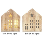 Christmas Wooden House Decor Christmas Led Light Wooden House Decorations Tabletop Hangable Ornaments Christmas Party Supplies Ewkiki
