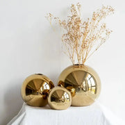 Plating Golden Ball Ceramic Vase Ornaments Crafts Art Hydroponic VasesFlower Pot  Home Decoration Ornament Gift Home Decoration - Ewkiki