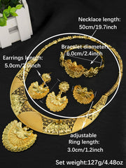 Dubai Jewelry for Women Fashion 24k Gold Plated Jewelry Set Necklace Earrings Accessories Gifts for Party Wedding Ewkiki