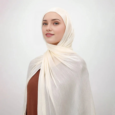 Muslim Instant Hijab Glitter Hijab With Cap Bonnet Instant Satin Silk Hijab Pinless Shawl Headscarf Under Scarf Cover Headwrap Ewkiki