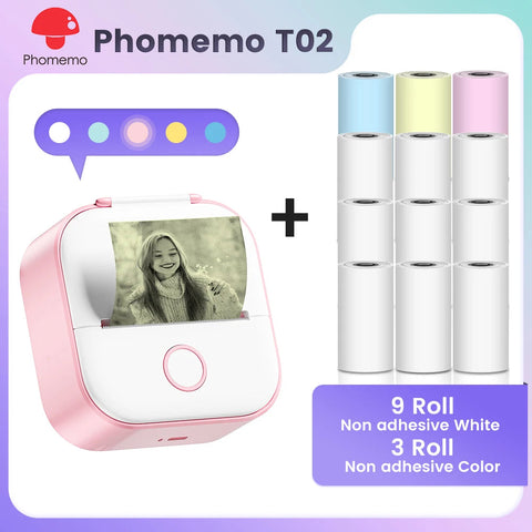 Phomemo T02 Pocket Printer Mini Portable Label Maker Self-adhesive Sticker mini impresora portatil impresora etiqueta adhesivas Ewkiki