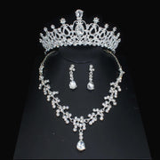 Luxury Bridal Jewelry Sets Women/Girl Gold Color Tiara/Crown Earrings Choker Necklace Bride Jewelry Set Ewkiki