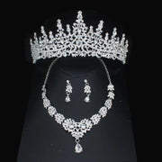 Luxury Bridal Jewelry Sets Women/Girl Gold Color Tiara/Crown Earrings Choker Necklace Bride Jewelry Set Ewkiki