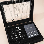 51 Pcs/Set Silver Color Chic Jewelry Set For Women Fashion Butterfly Heart Pearl Necklaces, Earrings, Rings, Match Daily Outfits Ewkiki
