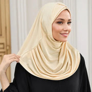 Crossed Forehead Muslim Instant Hijab Women Cotton Hijab Solid Color Crinkle Turban Soft Cotton Hemp Hijab Underscarf Cover Chin Ewkiki