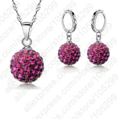 Jewelry High Quality Factory Price Fashion Wholesale Austrial Crystal Colorful 925 Sterling Silver Color Necklace&Earring Sets Ewkiki