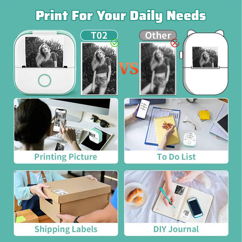 Phomemo T02 Pocket Printer Mini Portable Label Maker Self-adhesive Sticker mini impresora portatil impresora etiqueta adhesivas Ewkiki