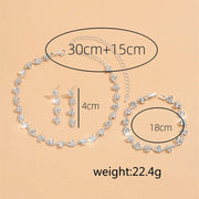 New Fashion Wedding Jewelry Sets Crystal Decoration Choker Necklace Earrings Bracelet Sets Shining Bridal Jewelry Set Ewkiki