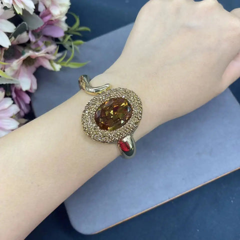 one set jewelry women's baroque and oval zircon brown RING/bracelet/pendant necklace earrings Ewkiki