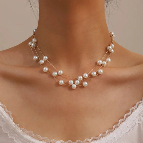 Women's Elegant Jewelry Set Multi-layered Imitation Pearl Necklaces Bracelets Earrings Simple Daily Wear Dating Party Weddings Ewkiki