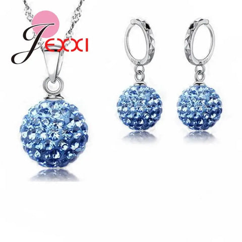 Jewelry High Quality Factory Price Fashion Wholesale Austrial Crystal Colorful 925 Sterling Silver Color Necklace&Earring Sets Ewkiki