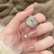 Korea New Fashion Jewelry Exquisite Silver Color Zircon Ring Elegant Women's Opening Adjustable Wedding Gift Luxury Accessory Ewkiki