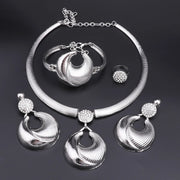 Dubai Jewelry Set For Women Silver Plated Luxury Necklace Earrings Bracelet And Ring Set Jewelry For Wedding Party Trending ﻿ Ewkiki