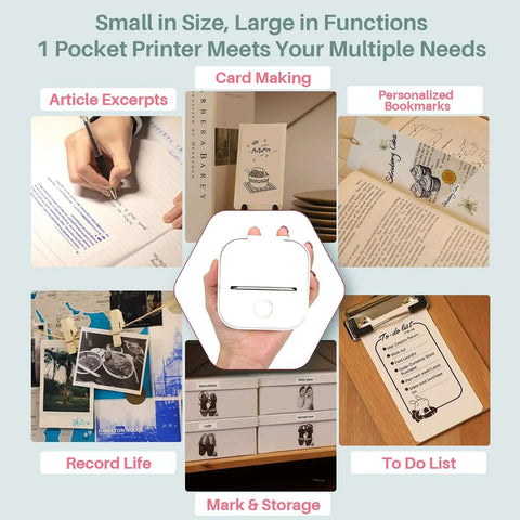 Phomemo T02 Wireless Pocket Thermal Printer Portable Mini Wirelessly BT Connect 203dpi Photo Label Memo List Printing Clearly Ewkiki