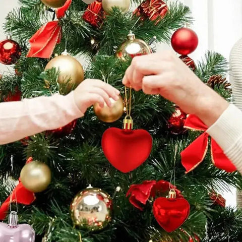 12PCS Love Christmas Tree Pendant Christmas Peach Heart Electroplated Ball Party Wedding Home Decoration Pendant Home Decoration - Ewkiki