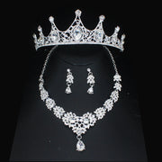 Luxury Bridal Jewelry Sets Women/Girl Gold Color Tiara/Crown Earrings Choker Necklace Bride Jewelry Set Ewkiki