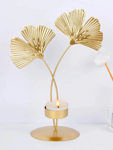 1P CNordic Golden Ginkgo Leaf Candlestick Luxury Living Room Home Decoration Wedding Party Home Decoration Candlestick - Ewkiki