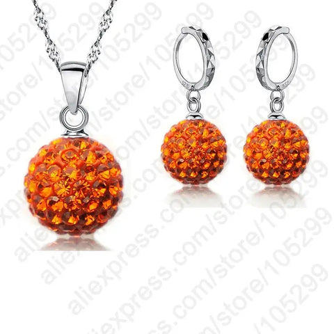 Jewelry High Quality Factory Price Fashion Wholesale Austrial Crystal Colorful 925 Sterling Silver Color Necklace&Earring Sets Ewkiki