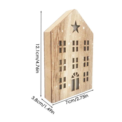 Christmas Wooden House Decor Christmas Led Light Wooden House Decorations Tabletop Hangable Ornaments Christmas Party Supplies Ewkiki