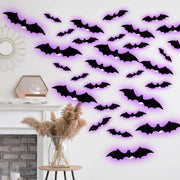 Halloween LED Bats Light Wall Decor,Realistic PVC 3D Bats Sticker Lights for Home Indoor Outdoor Halloween Party Wall Decoration