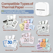Phomemo T02 Wireless Pocket Thermal Printer Portable Mini Wirelessly BT Connect 203dpi Photo Label Memo List Printing Clearly Ewkiki