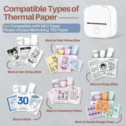 Phomemo T02 Wireless Pocket Thermal Printer Portable Mini Wirelessly BT Connect 203dpi Photo Label Memo List Printing Clearly Ewkiki